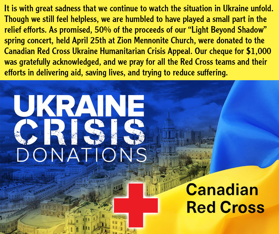 Ukraine donation graphic description donation made to Red Cross after 2022 spring concert